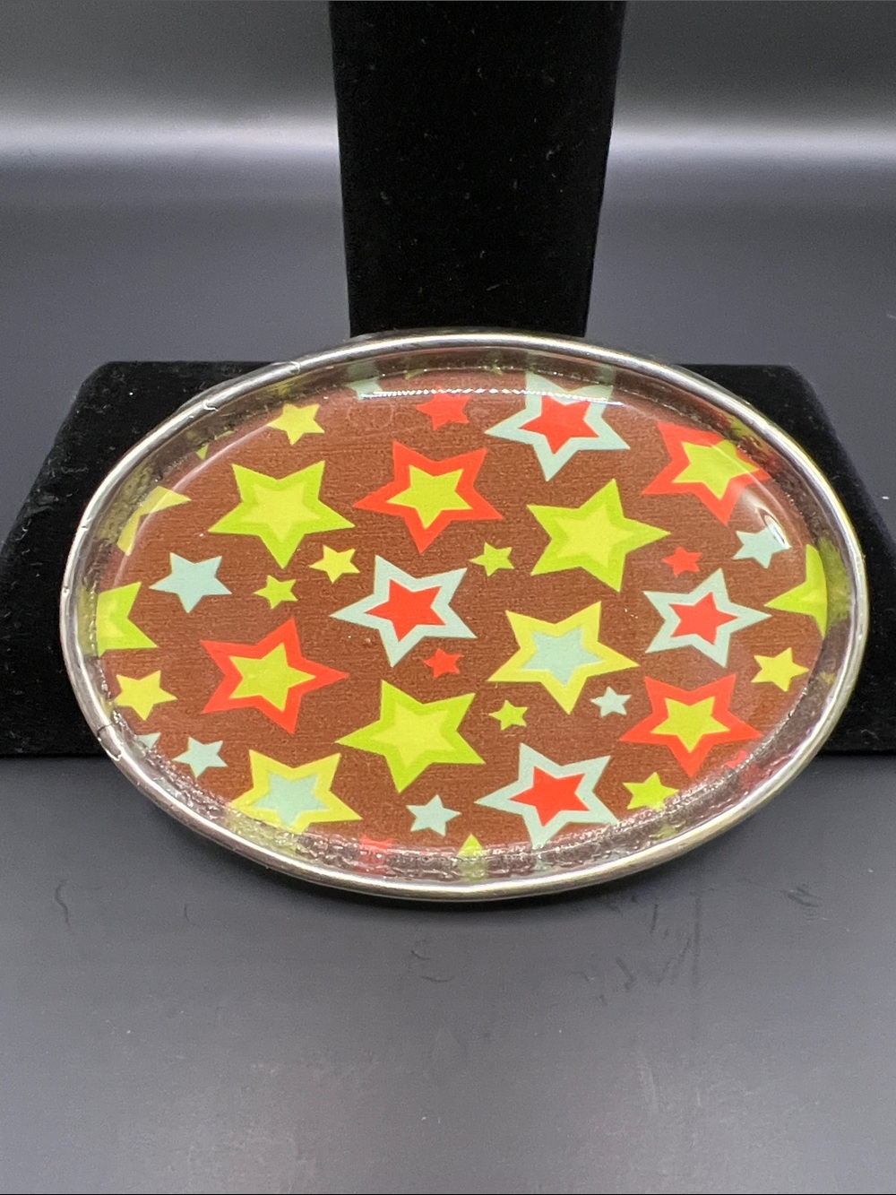Colorful Star Pattern Oval Belt Buckle